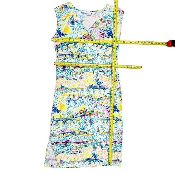SOLD Weekend Clothes Line Multicolor Beach Theme Side Zip Slit Dress Sz M - Picture 9 of 11